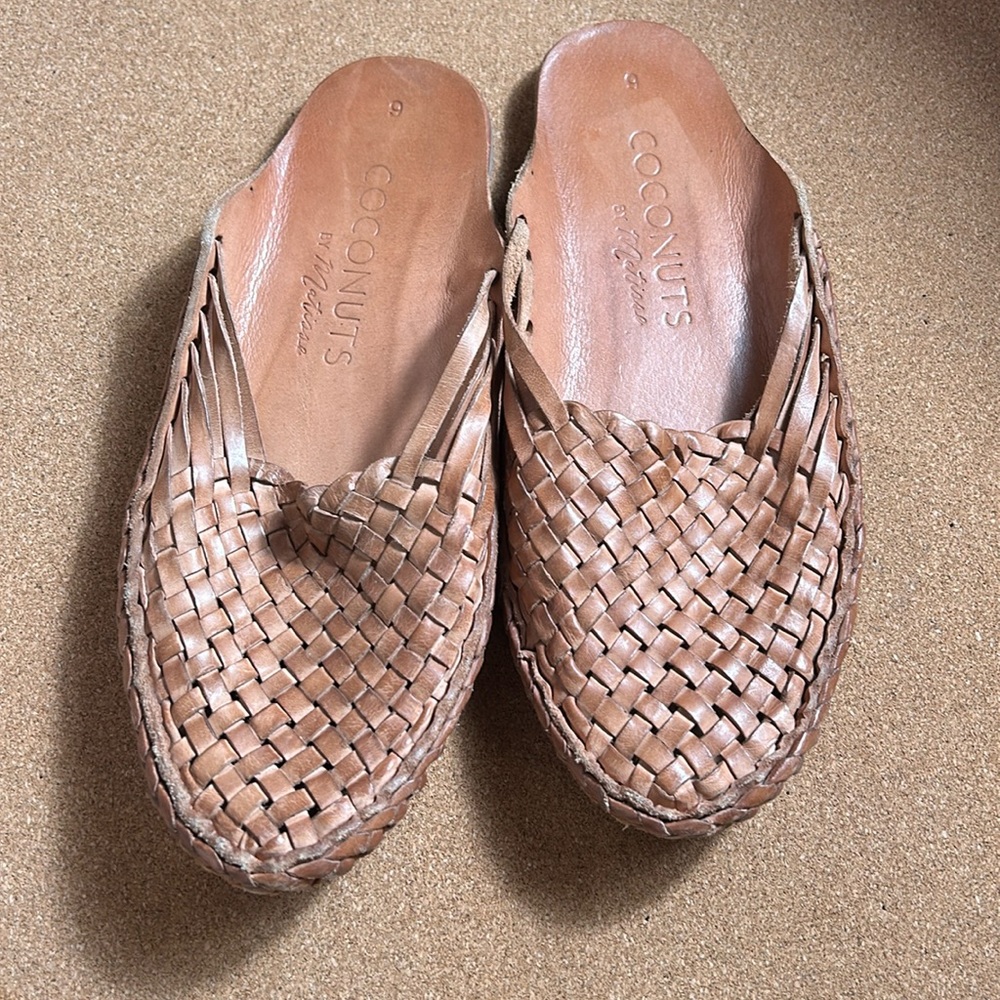 Coconuts by Matisse Decon Huarache Woven Leather Retro Boho Mule Slides Size 9